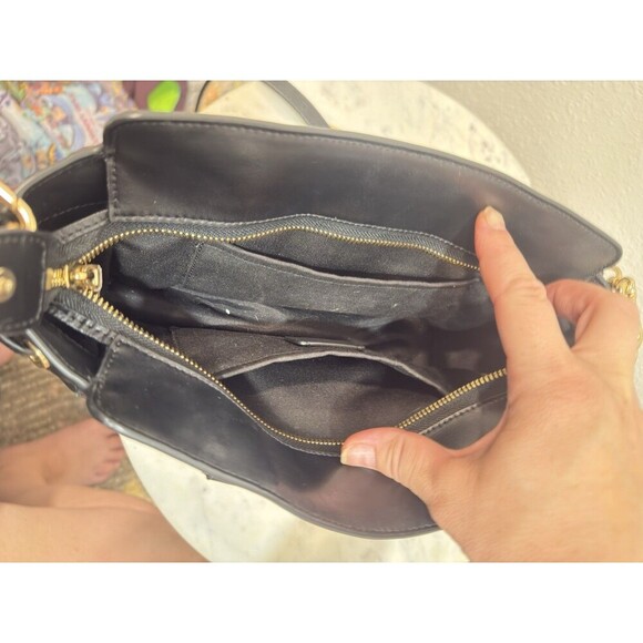 Coach Black Croc Embossed Leather Satchel Shoulder Crossbody Bag - Picture 7 of 11